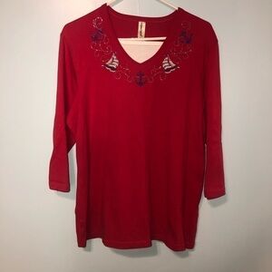Decorated Originals size XL red quarter sleeve shirt